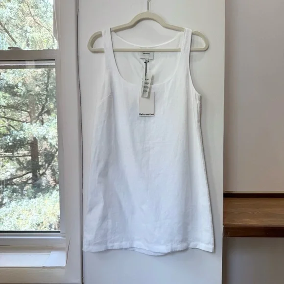 NWT Reformation Hamley Linen Mini Dress White 2 - Picture 7 of 16